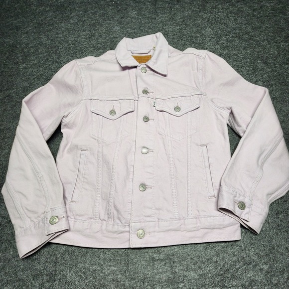 Levis Womens Light Purple Lavendar Colored Denim Jean Jacket Button Down Small - Picture 2 of 9